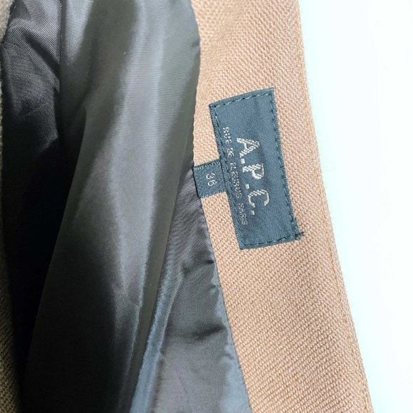 A.P.C. Tan Mini A-Line Skirt with Slit for Work - Picture 5 of 6